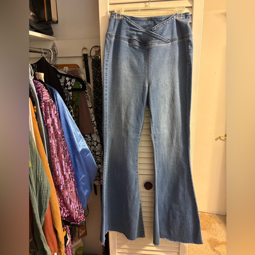 We The Free Blue Flare Wide Leg Jeans